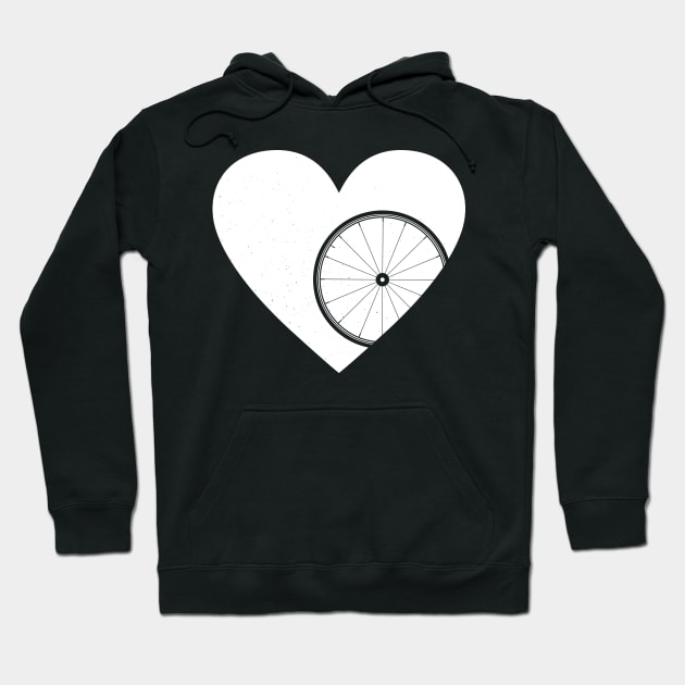 Heart with Road Bike Wheel for Cycling Lovers Hoodie by NeddyBetty